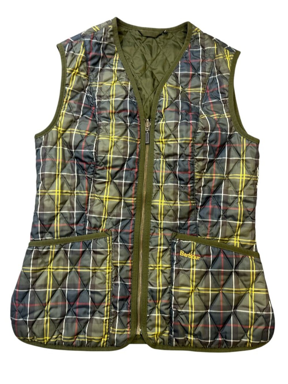 Barbour Vest Tartan Betty Quilted Gilet Liner Womens 6 Green Classic
